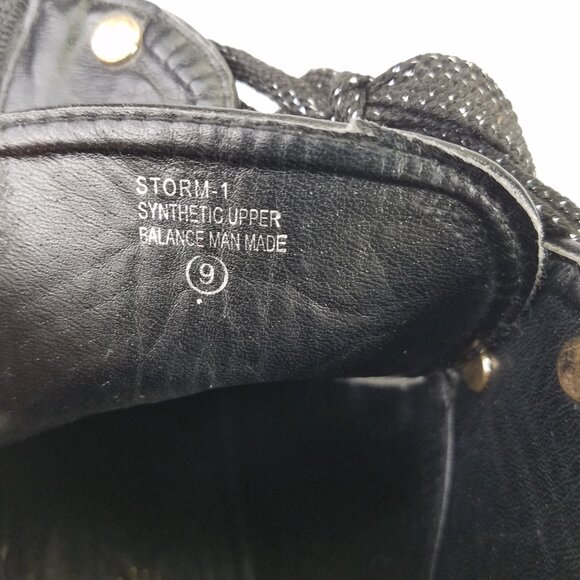 Chase + Chloe Storm Combat Boots Women 9 Black Block Heel Lug Sole Glitter Laces - Picture 11 of 15